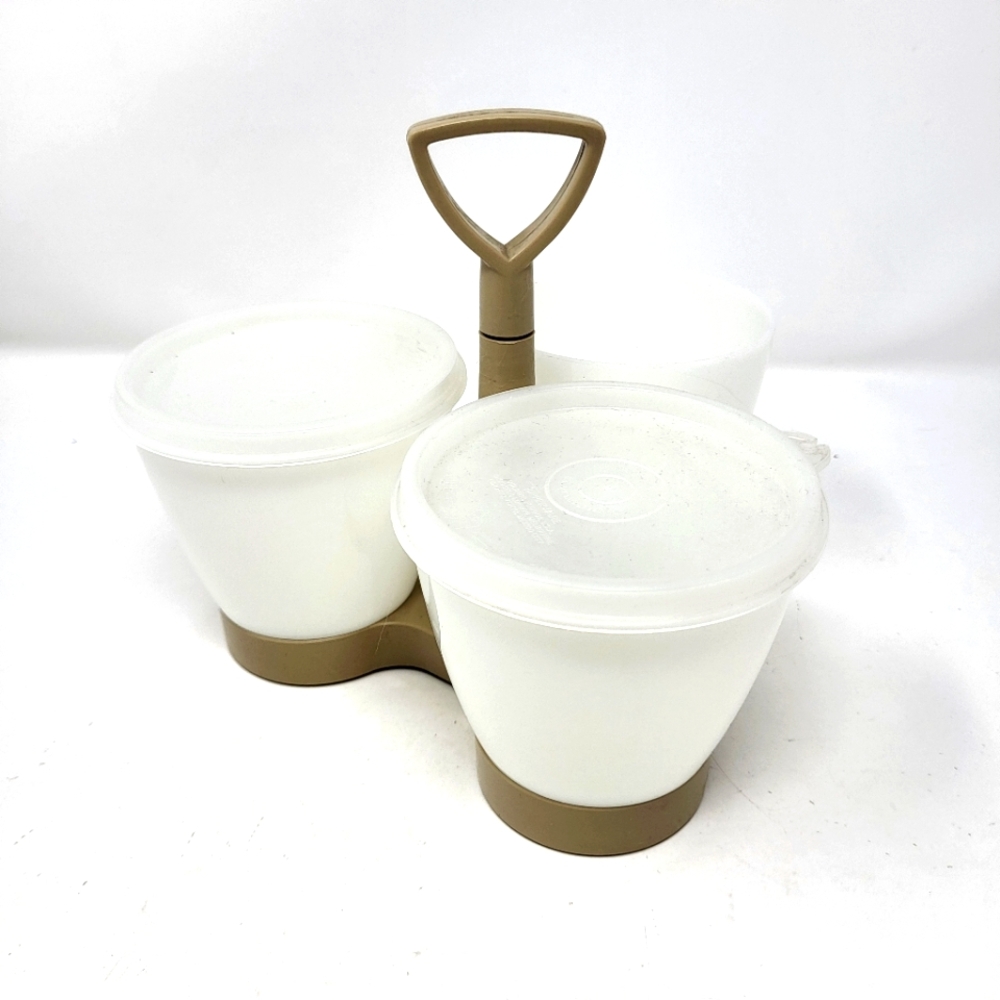 Vintage Tupperware Condiment Caddy Almond